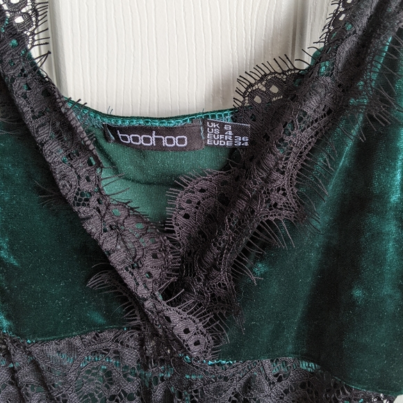 Lace Trim Velvet Jumpsuit - Picture 4 of 4